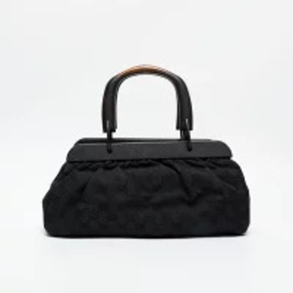 Gucci Canvas Handbag Black Bamboo GG - Picture 3 of 13